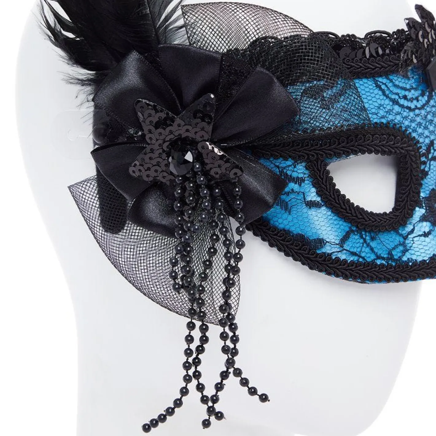 Blue Masquerade Mask With Feathers<Party Delights Sale