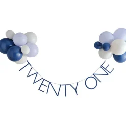Blue Twenty One Paper Banner With Latex Balloons - 1.5M<Party Delights