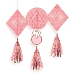 Blush Hen Party Honeycomb Tassel Decorations (3Pk)<Party Delights Best
