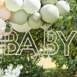 Botanical 'Baby' Wooden Hanging Decoration<Party Delights Clearance