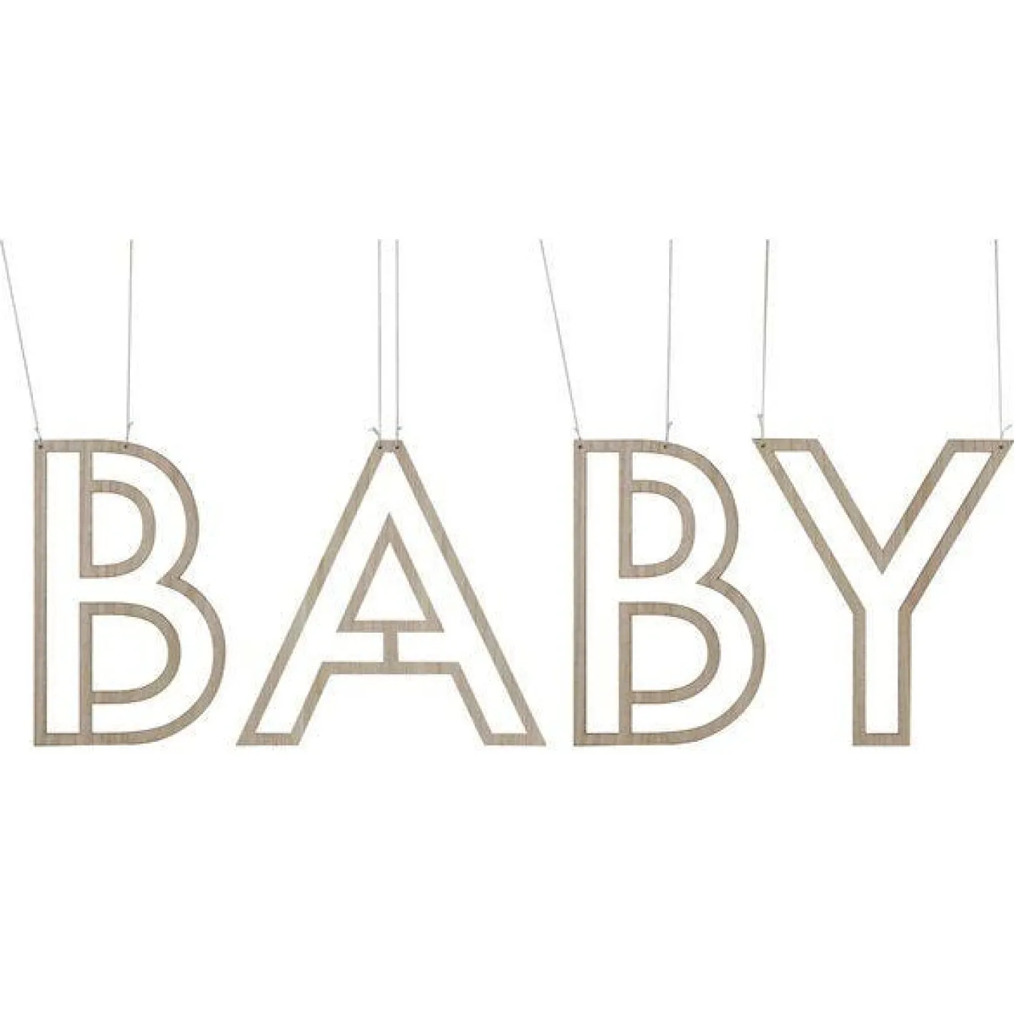 Botanical 'Baby' Wooden Hanging Decoration<Party Delights Clearance
