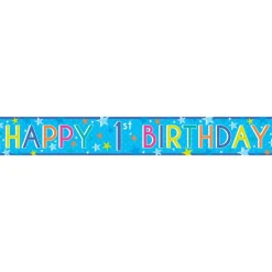Boys 1St Birthday Paper Banners - 1M (3Pk)<Party Delights Clearance