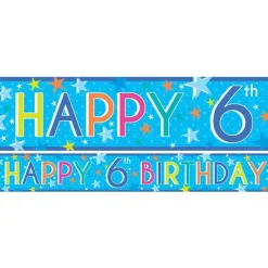 Boys 6Th Birthday Paper Banners - 1M (3Pk)<Party Delights Best