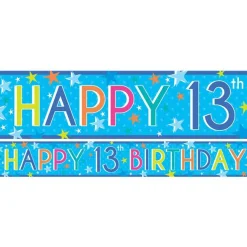 Boys 13Th Birthday Paper Banners - 1M (3Pk)<Party Delights Online