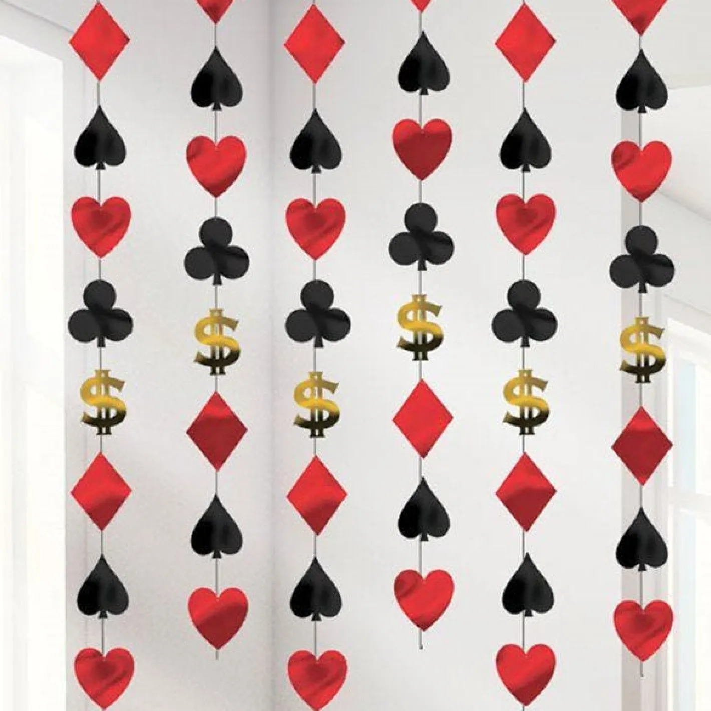 Casino Hanging Strings Decoration - 2.1M (6Pk)<Party Delights Sale