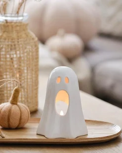 Party Delights Halloween Home Decor<Ceramic Ghost Tea Light Holder