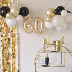 Champagne Noir 60Th Balloon Bunting Kit<Party Delights