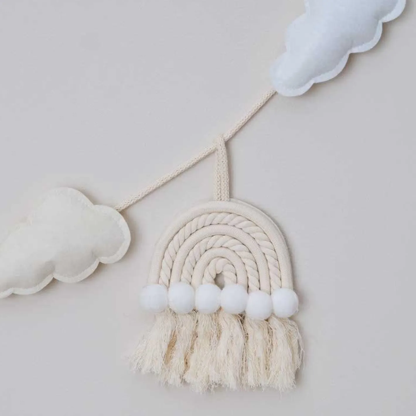 Cloud & Rainbows Macrame Fabric Bunting - 2M<Party Delights Discount