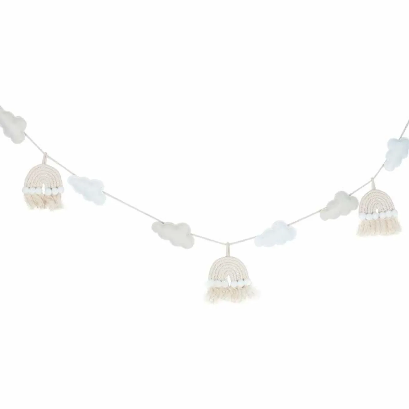 Cloud & Rainbows Macrame Fabric Bunting - 2M<Party Delights Discount