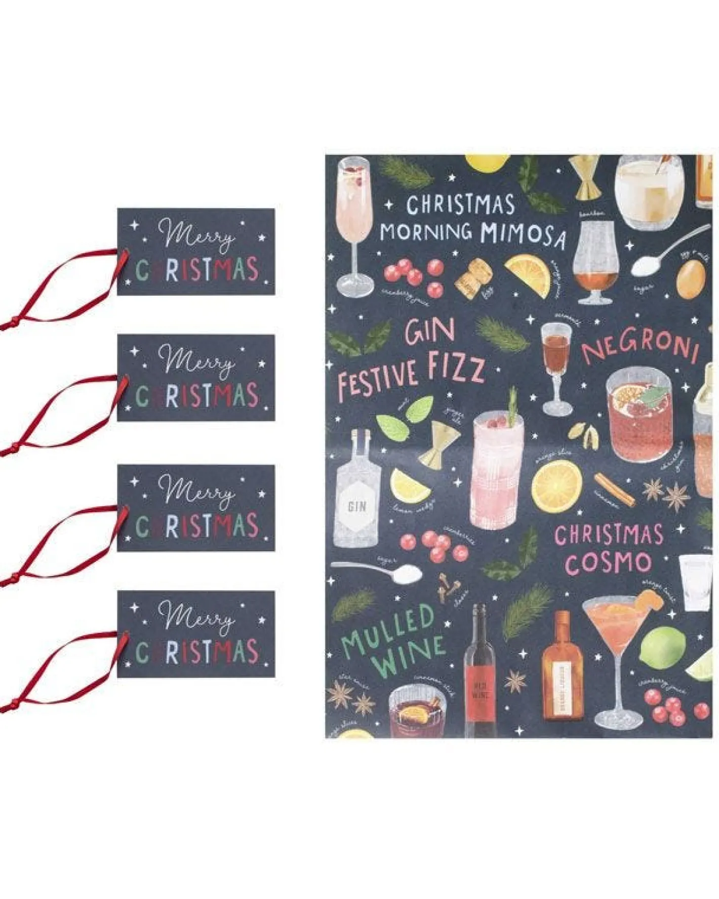 Party Delights Gift Wrapping<Cocktails Wrap, Tag And Ribbon Gift Wrap