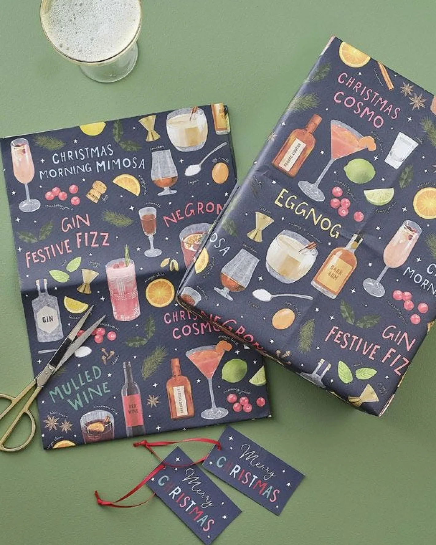 Party Delights Gift Wrapping<Cocktails Wrap, Tag And Ribbon Gift Wrap