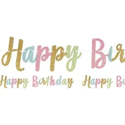 Confetti Fun 'Happy Birthday' Glitter Letter Banner - 3.65M<Party Delights Online