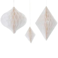 Contemporary Wedding White Honeycomb Decorations (3Pk)<Party Delights