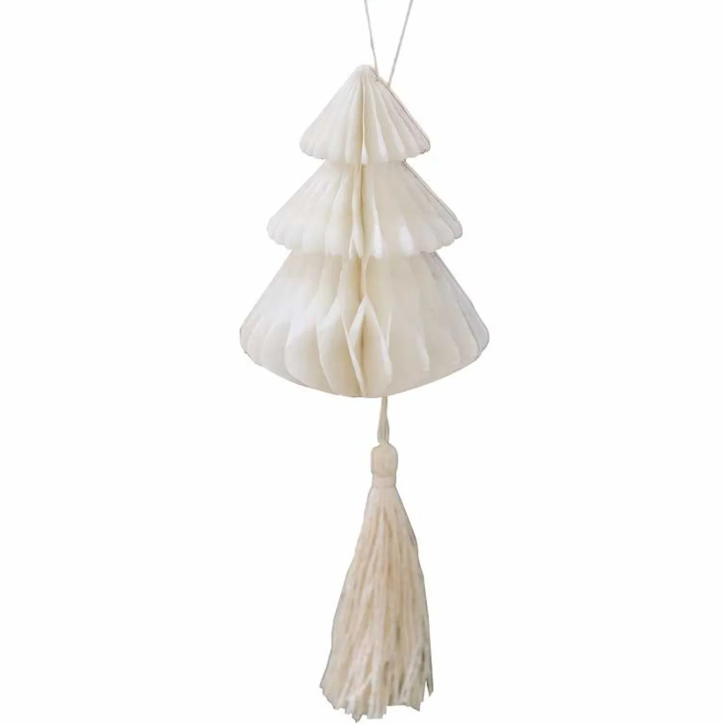 Party Delights Hanging Decorations<Cream Honeycomb Trees Decorations With Macrame Tassels (4Pk)