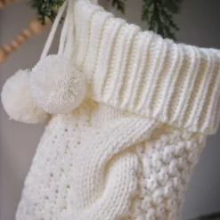 Party Delights Stockings & Sacks<Cream Knitted Christmas Stocking - 45Cm