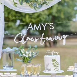 Customisable Christening Paper Banner - 1.5M<Party Delights