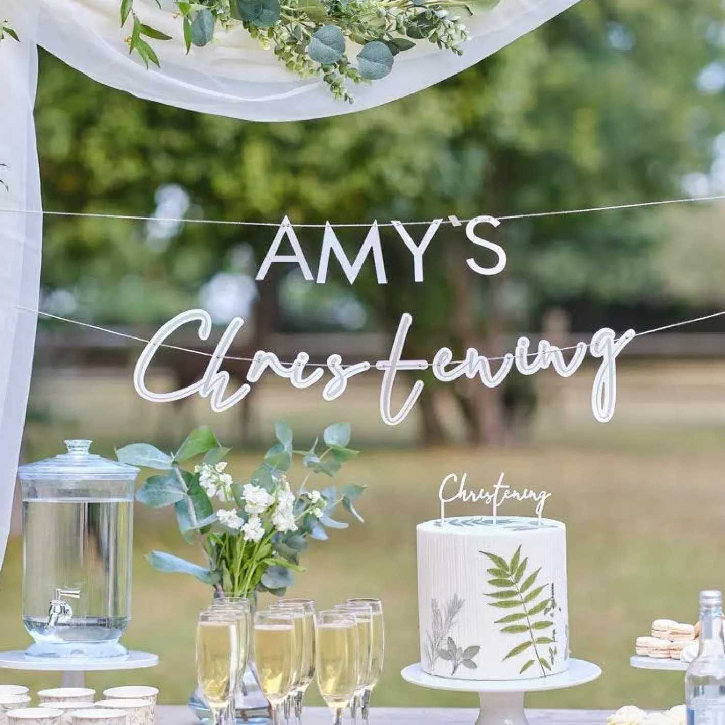 Customisable Christening Paper Banner - 1.5M<Party Delights