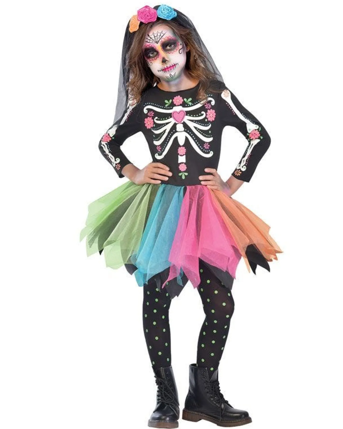 Kids' Party Delights Kids'<Day Of The Dead Sugar Skull - Childs Costume