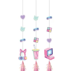 Digital Game Hanging Decorations (3Pk)<Party Delights