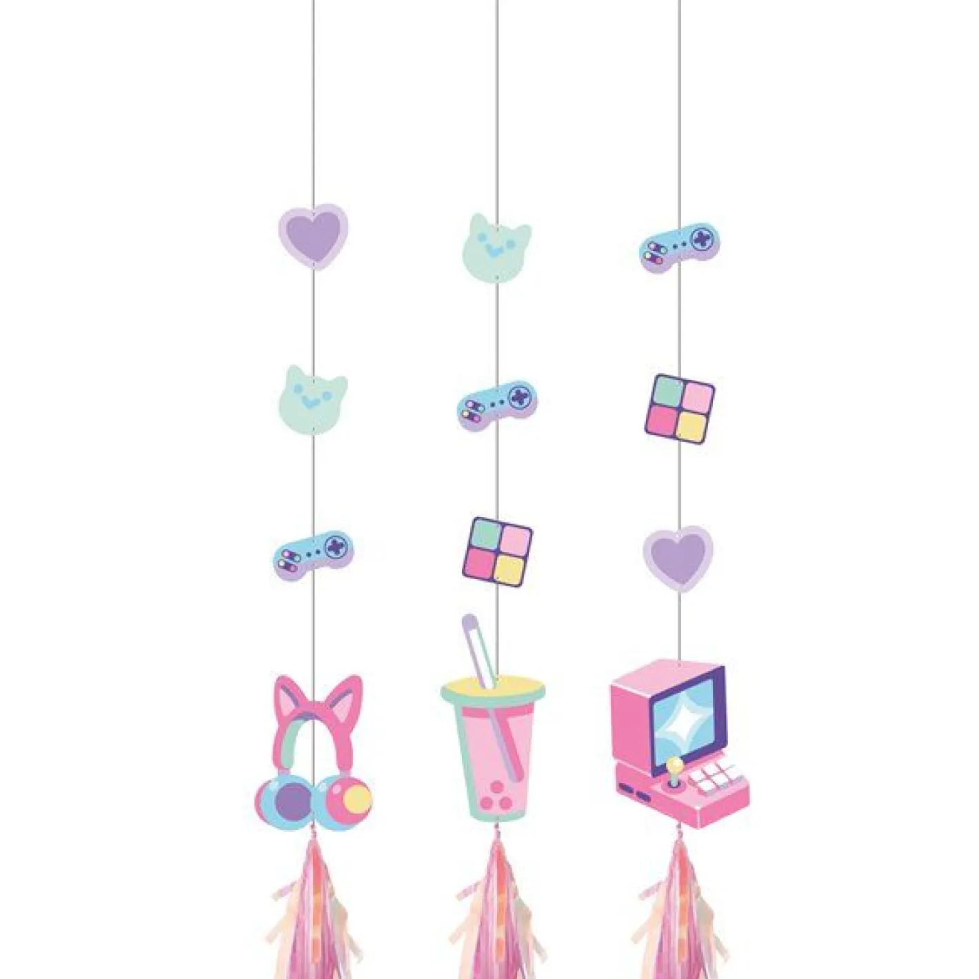 Digital Game Hanging Decorations (3Pk)<Party Delights