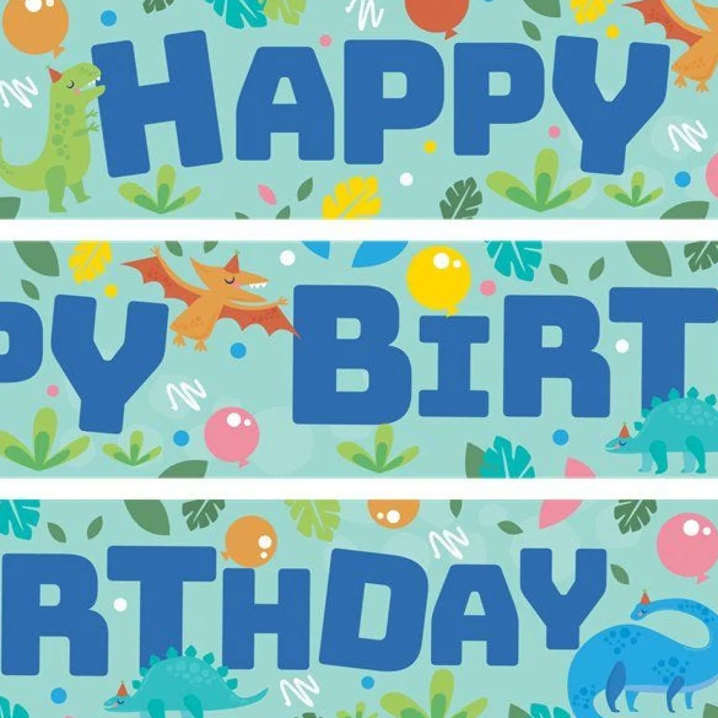 Dinosaur Paper Banners - 1M (3Pk)<Party Delights Online