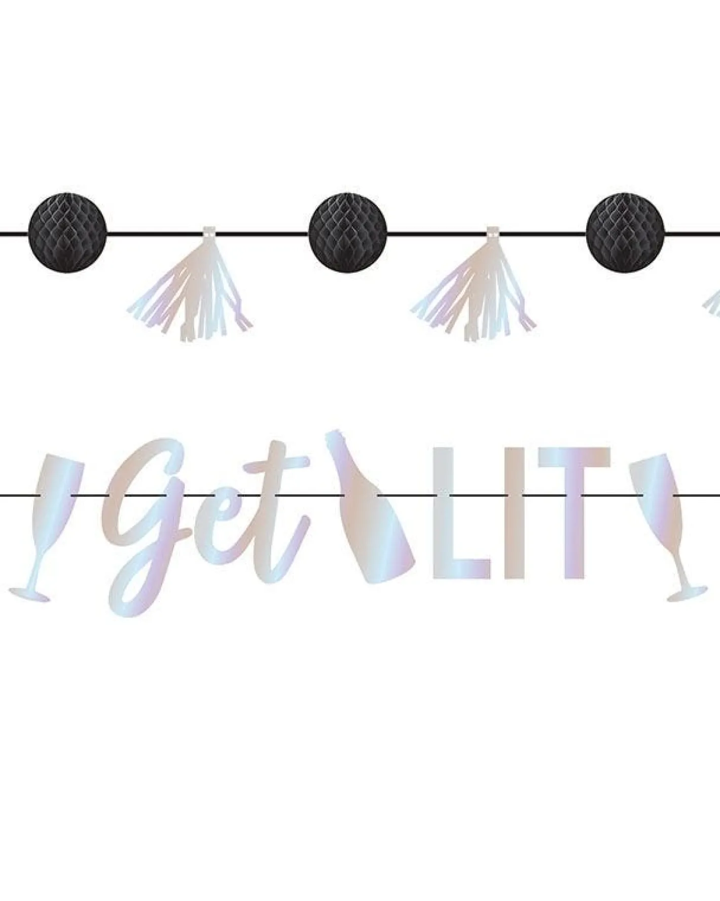 Disco Ball Drop 'Get Lit' Banner - 1.8M<Party Delights Clearance
