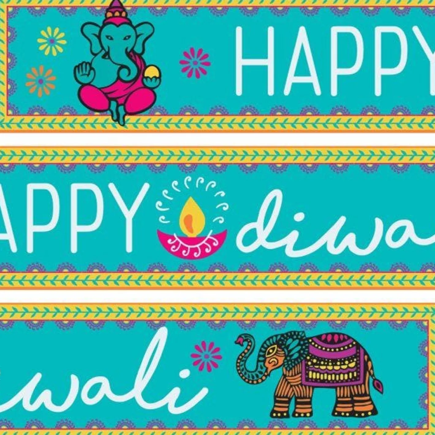 Diwali Paper Banners - 1M (3Pk)<Party Delights Best