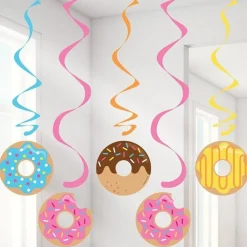 Doughnut Time Dizzy Dangler Hanging Decorations - 99Cm (5Pk)<Party Delights Hot