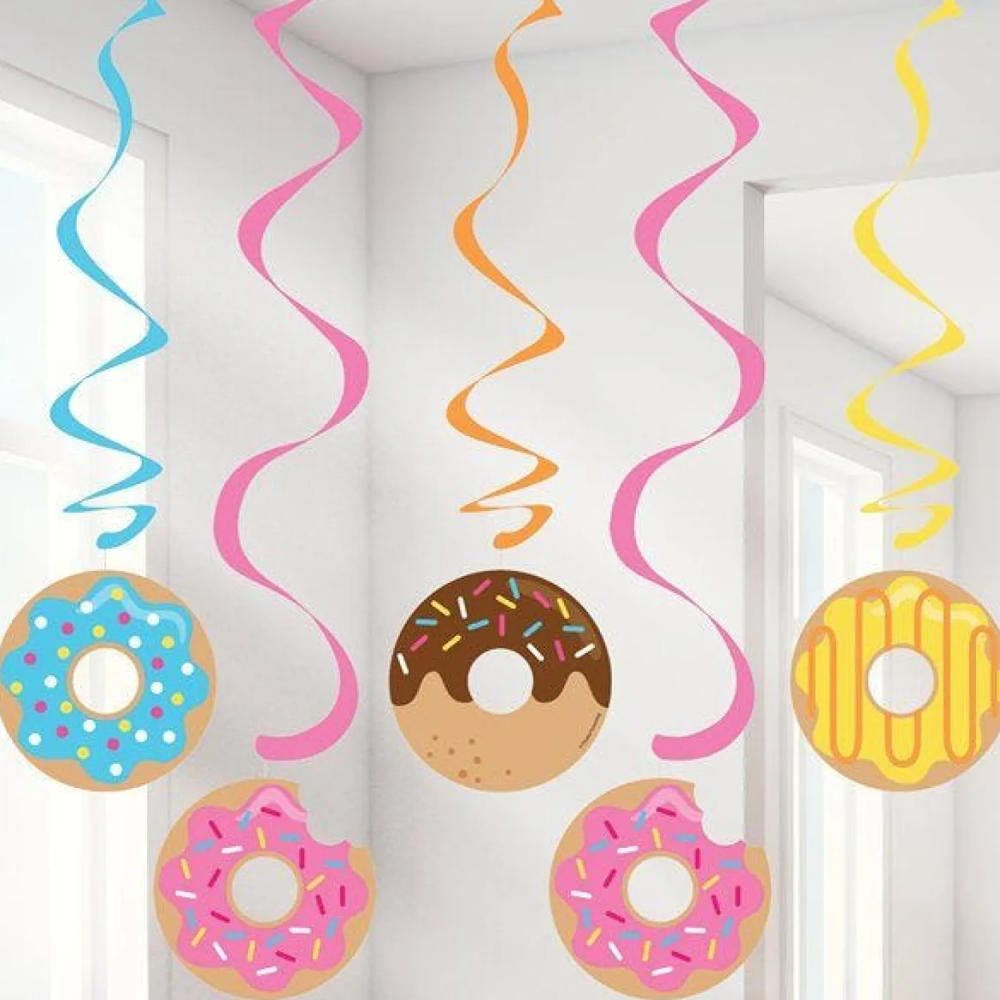 Doughnut Time Dizzy Dangler Hanging Decorations - 99Cm (5Pk)<Party Delights Hot