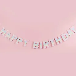 Eco Pastel Rainbow Happy Birthday Banner - 2M<Party Delights Clearance