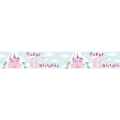 Fairytale Castle 'Happy 6Th Birthday' Holographic Foil Banner - 2.6M<Party Delights Clearance