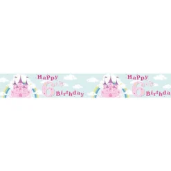 Fairytale Castle 'Happy 6Th Birthday' Holographic Foil Banner - 2.6M<Party Delights Clearance