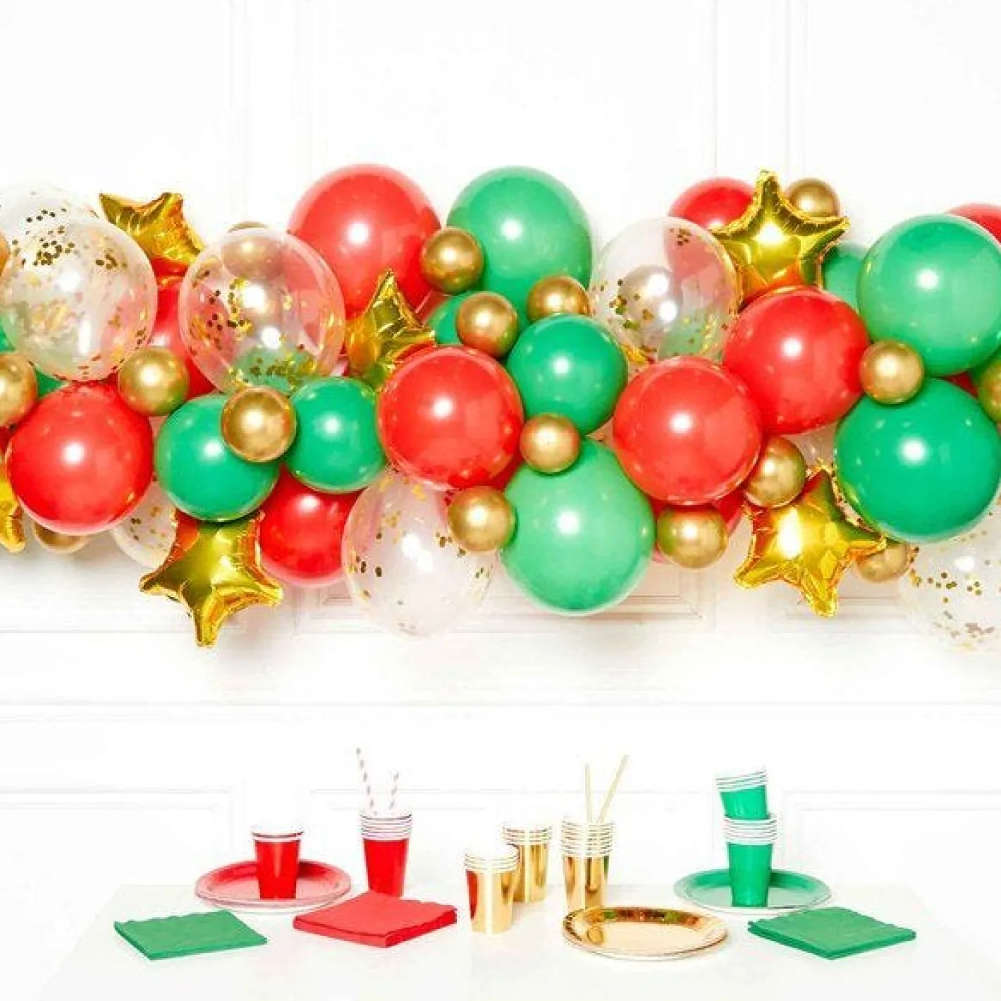 Festive Christmas Balloon Arch Garland Diy Kit - 66 Balloons<Party Delights Outlet