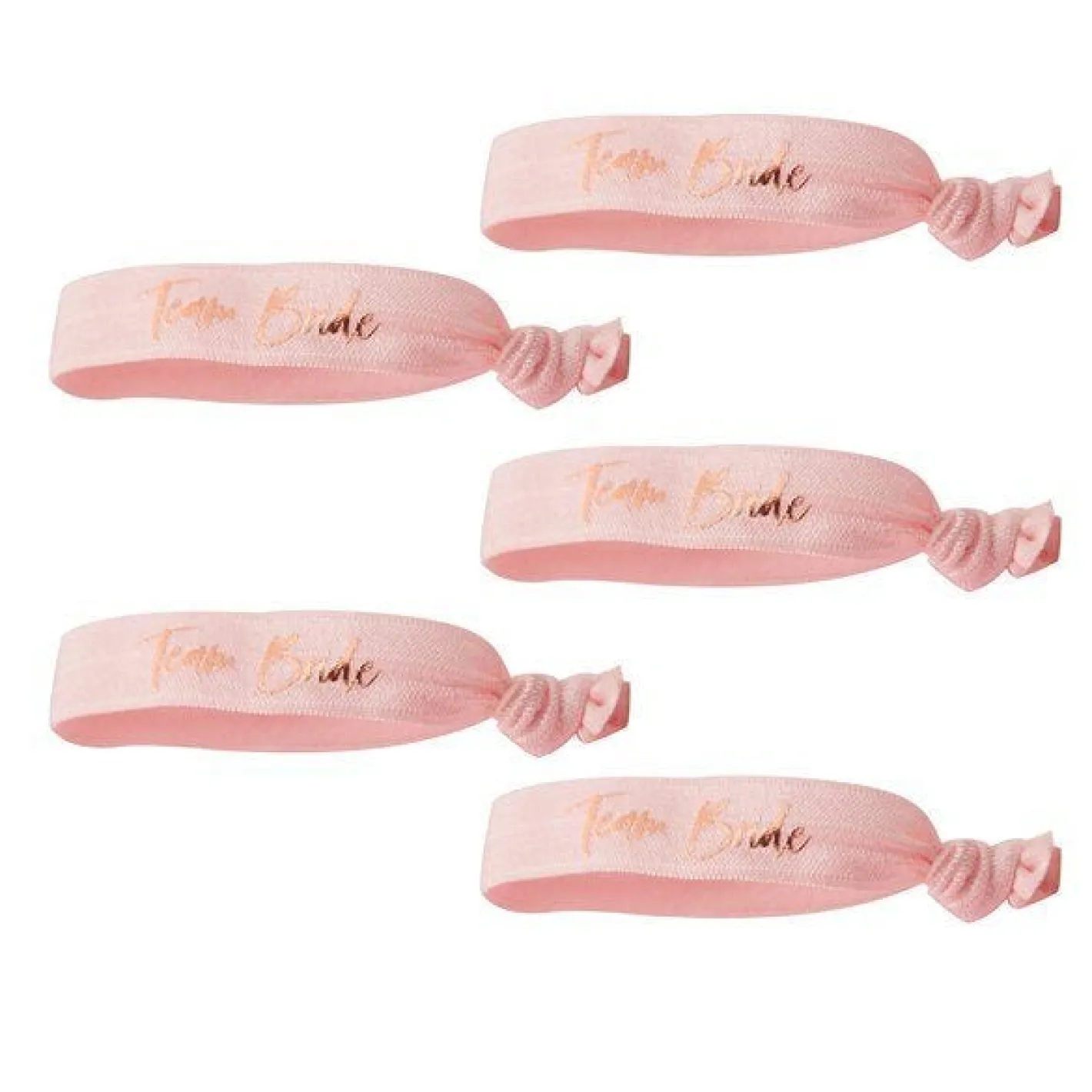 Floral Hen Party 'Team Bride' Rose Gold Foiled Wristbands (5Pk)<Party Delights Outlet