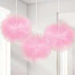 Fluffy New Pink Tulle Decoration - 12" (3Pk)<Party Delights Sale