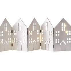 Party Delights Scene Setters<Fold Out Houses Wooden Christmas Decoration With String Lights