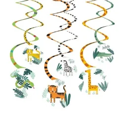 Get Wild Safari Hanging Swirl Decorations (6Pk)<Party Delights Discount