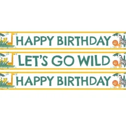 Get Wild Safari Paper Birthday Banners - 1M (3Pk)<Party Delights Discount