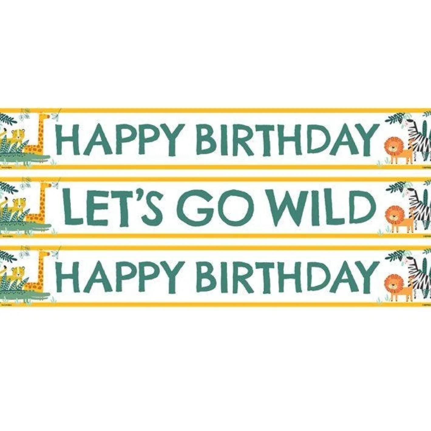 Get Wild Safari Paper Birthday Banners - 1M (3Pk)<Party Delights Discount