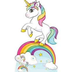 Giant Rainbow Unicorn Cardboard Cutout - 163Cm X 95Cm<Party Delights