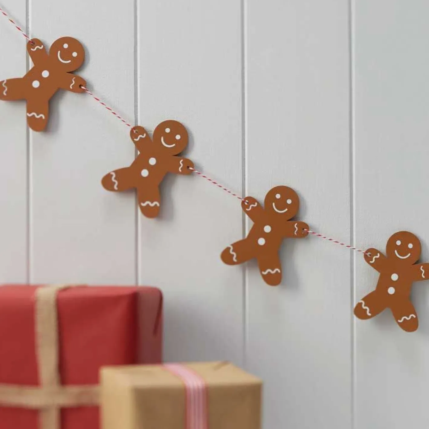 Party Delights Hanging Decorations<Gingerbread Man Wooden Christmas Bunting - 1.5M