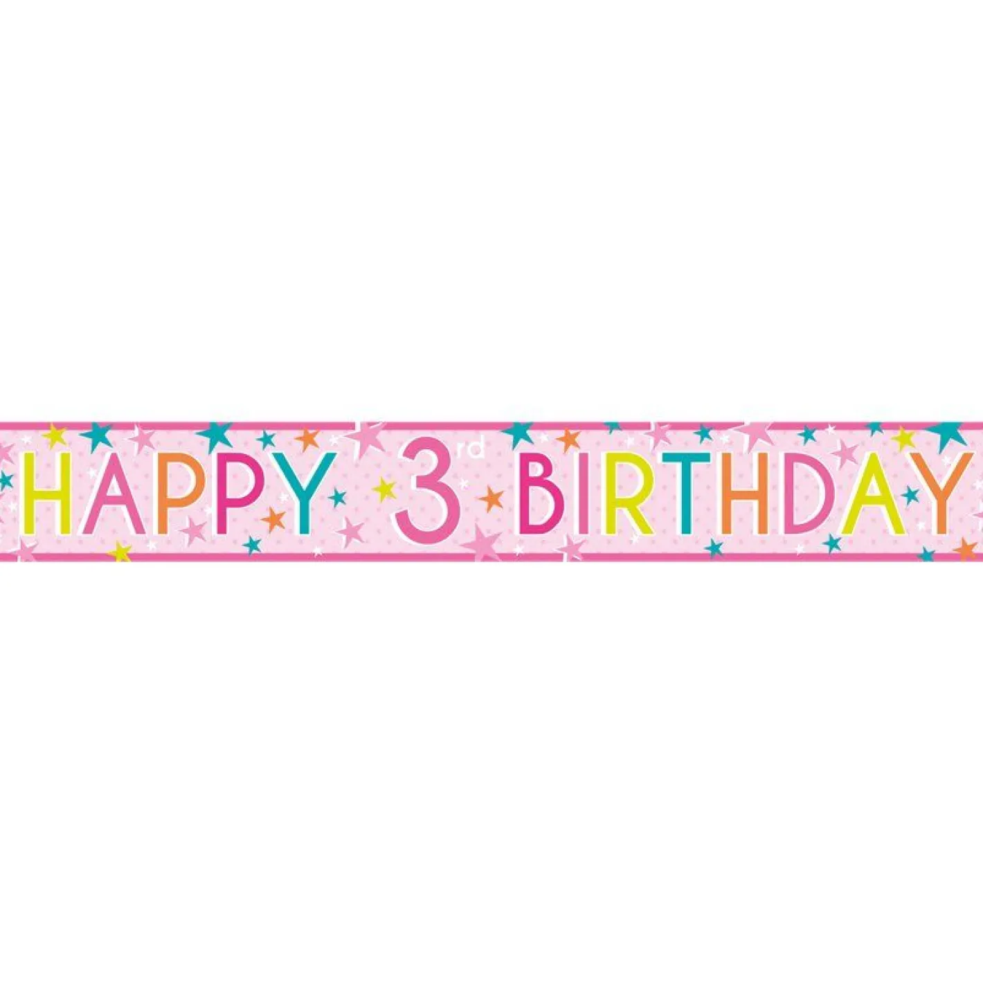 Girls 3Rd Birthday Paper Banners - 1M (3Pk)<Party Delights Clearance