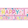 Girls 1St Birthday Paper Banners - 1M (3Pk)<Party Delights Best