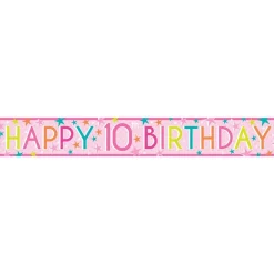 Girls 10Th Birthday Paper Banners - 1M (3Pk)<Party Delights Best