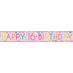 Girls 16Th Birthday Paper Banners - 1M (3Pk)<Party Delights New