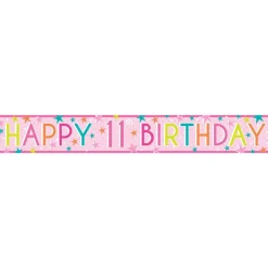 Girls 11Th Birthday Paper Banners - 1M (3Pk)<Party Delights New