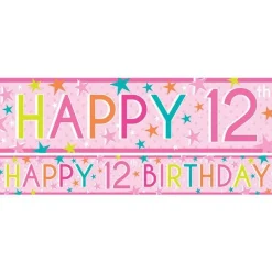 Girls 12Th Birthday Paper Banners - 1M (3Pk)<Party Delights Best