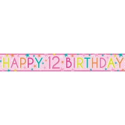 Girls 12Th Birthday Paper Banners - 1M (3Pk)<Party Delights Best