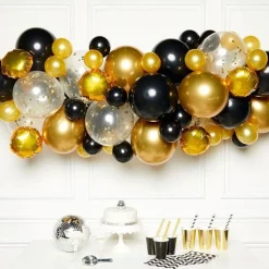 Gold & Black Balloon Arch Garland - 66 Balloons<Party Delights Sale