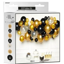 Gold & Black Balloon Arch Garland - 66 Balloons<Party Delights Sale